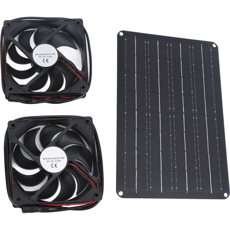 Ventilateur solaire, 15 W, 12 V, câble de 1,5 m, ventilateur de fenêtre pour petites serres, élevages avicoles, hangars, bâtiments d'élevage, 1 ventilateur (1/5)