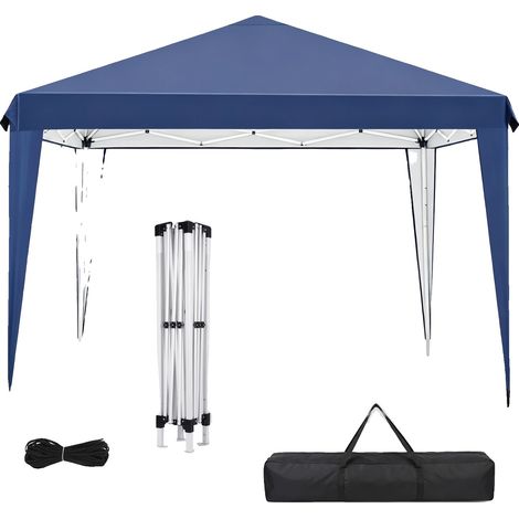 Refugio de jardín, toldo impermeable, diseño de fácil despliegue, azul oscuro. (1/2)
