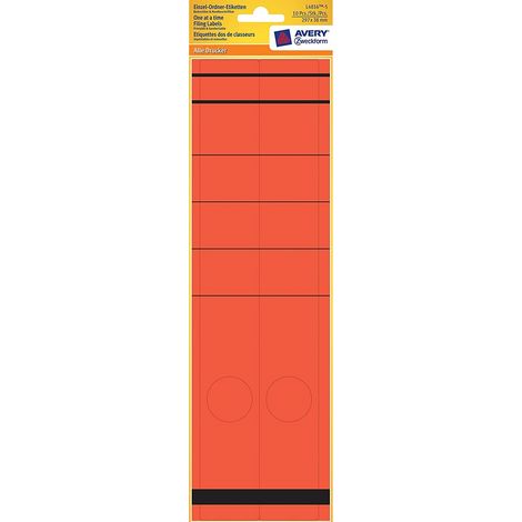 10x Einzel Ordner-Etiketten Schmal Lang 297x38mm Rot