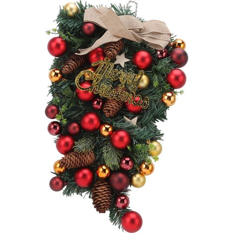 Sapin de Noël artificiel en forme de sapin inversé, fait main et résistant à la décoloration, pour porte, cheminée, fenêtre ou mur. (1/5)