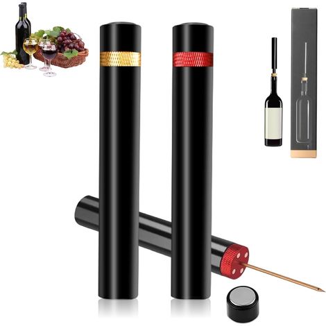 JSSEVN 2-teiliger Korkenzieher-Flaschenöffner, ungewöhnliches Gadget, luftdichter Weinverschluss, tragbarer Pumpkorkenzieher, für Zuhause, Restaurant und Party (1/5)