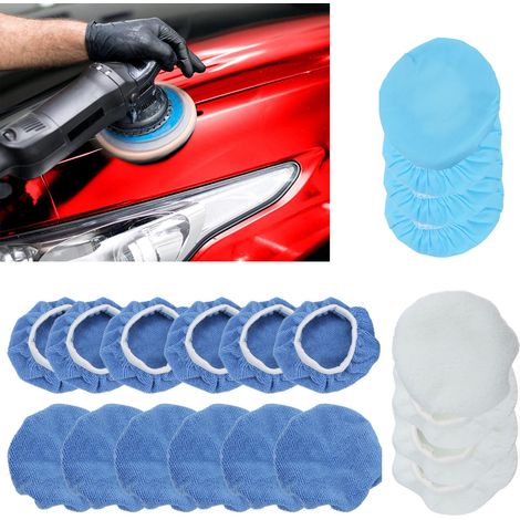Kit de polissage 20 pièces pour bouchons de valve de 6 pouces : 12 tampons en fibre + 4 tampons en laine + 4 applicateurs de cire. Convient aux voitures, motos et bateaux. (1/5)