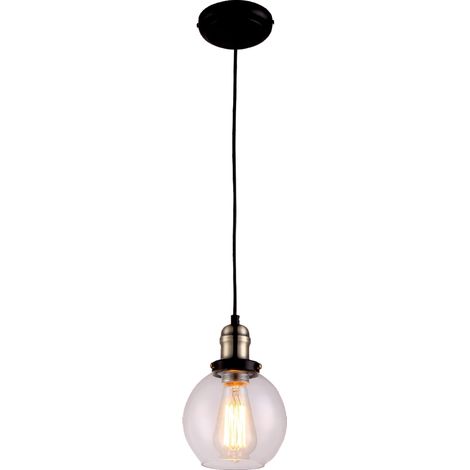 Suspension industrielle noire verre E27 Kaja Samanta (1/4)