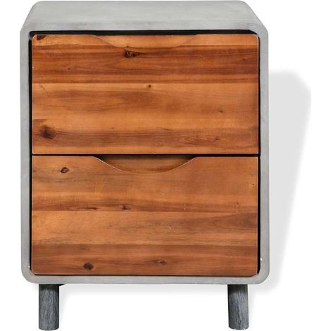 Maison Exclusive - Comodino in Cemento e Massello di Acacia 40x30x50 cm (1/5)