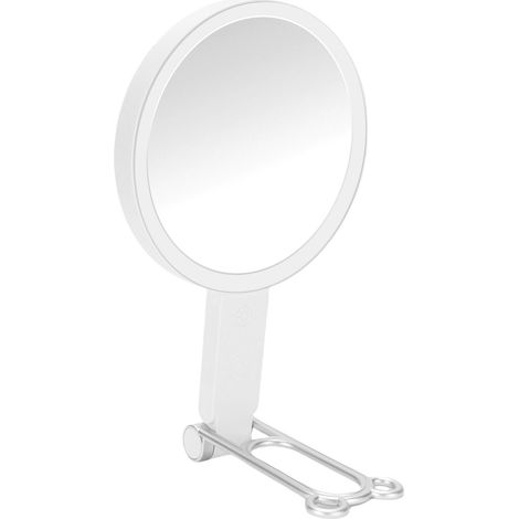 Miroir de maquillage grossissant et lumineux double face 1X 30X, miroir LED rechargeable USB, 3 températures de couleur, pliable, forme ronde, blanc (1/5)