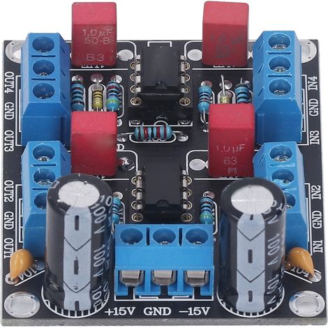 Carte ampli pré chip NE5532 module préampli 4 voies 2 alimentations 5W 12V-15V en PCB (1/5)
