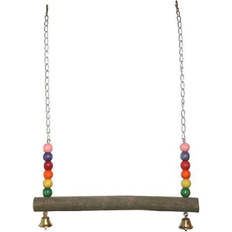 Huhn spielt auf einer Schaukel, Papageienspielzeug, Hängespielzeug mit Perlen und Glöckchen für eine Schaukel (1/4)
