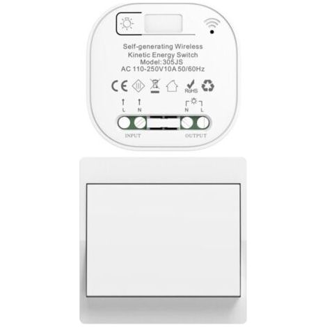 EU interrupteur sans fil sans piles kit interrupteur sans fil autoalimente va et vient sans fil sans pile radio interrupteur a distance eclairage domestique wireless switch (EU 1Gang 1V1 a) (1/5)