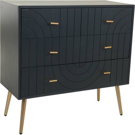 Cómoda de madera y metal gris oscuro 80x37x78