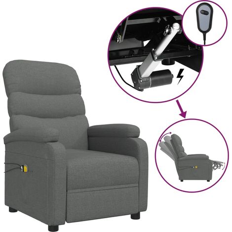 Fauteuil de Massage électrique Relaxation Fauteuil de Luxe Gris foncé Tissu -BV83672 (1/5)