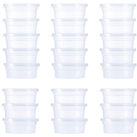 24pcs Clear Plastic Slime Storage Boxes Leak-Proof Foam Ball Storage Jars Storage Cups With Lids For Slime Jars (1/5)