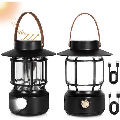 Set di 1 lanterna da campeggio a LED, 1.000 lm, lampade solari ricaricabili con luci laterali per emergenze (1/5)