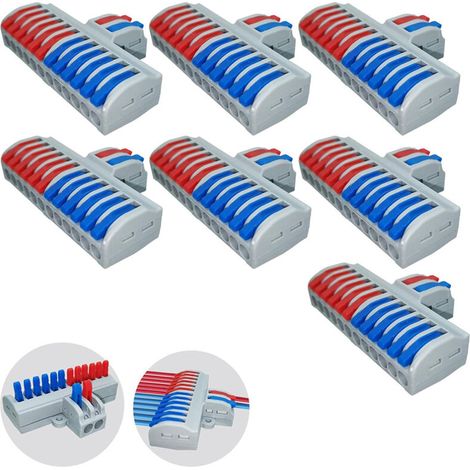 Terminal Blocks, Push-in Terminal Blocks, 7pcs 2 in 12 out Quick Electrical Connectors, Compact Wire Connectors for Inlining Circuit (1/5)