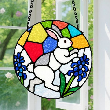 Suspension en vitrail, attrape-soleil élégant minimaliste coloré, décoration jardin maison, cadeau Anniversaire pour femme, homme, sœur 12,5 cm (1/5)