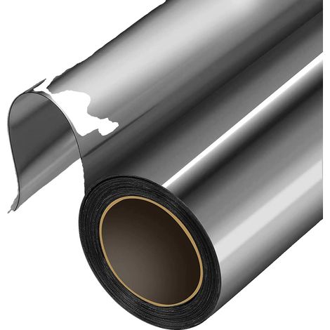 Lámina para ventanas que proporciona privacidad, aislamiento térmico y protección UV. Color plata y negro. Dimensiones: 40 x 500 cm. (1/2)