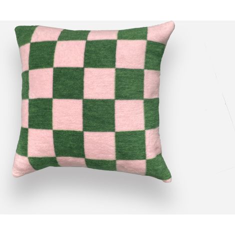 Almohada rosa y verde de ajedrez (1/4)