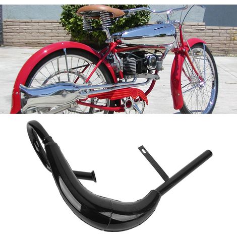Auspuffrohr mit 40-mm-Schalldämpferdichtung, geeignet für Motorräder oder E-Bikes mit 49-80 cm³ Zweitaktmotoren (Lieferung in dreifacher Luftpolsterverpackung), schwarz (Übergröße). (1/5)