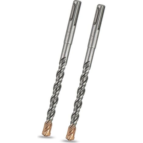 Foret SDS Plus 10mm x 160mm x 2pcs, Idéal pour Percer Dans le Béton, Brique, Pierre, Maçonnerie - 4 pointes en carbure, Accessoire Marteau Burineur (1/5)