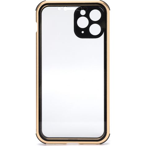 Coque de confidentialité double face en verre pour iPhone 11 Pro, Magneto x Metal, transparente et magnétique, or (1/5)