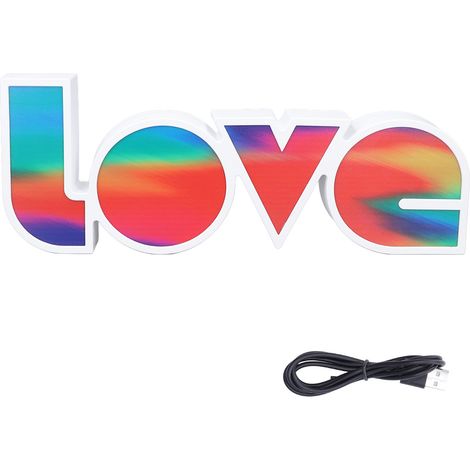 veilleuse-Lampe LED néon décorative "Love" - Lettre lumineuse pour mariage, fête, bureau (36 cm, ABS) - Compatible USB ou 3 piles AAA (1/5)