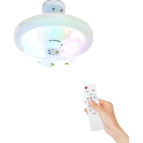 Ventilateurs Plafond avec Lumière, Ventilateur Silencieux Plafond Avec Telecommande, RGB Ventilateur avec Douille E27 (1/4)