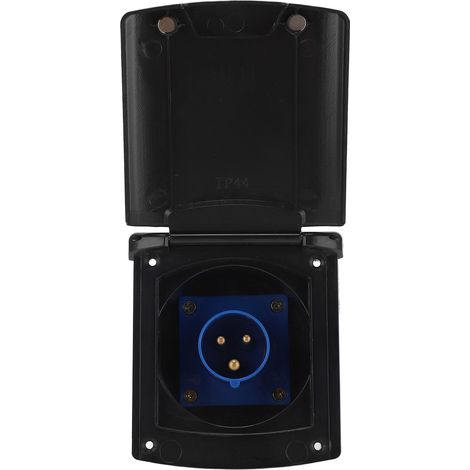Prise Électrique 3 Broches RV Extérieure Étanche Encastrable 220V-250V 16A Noir (1/5)