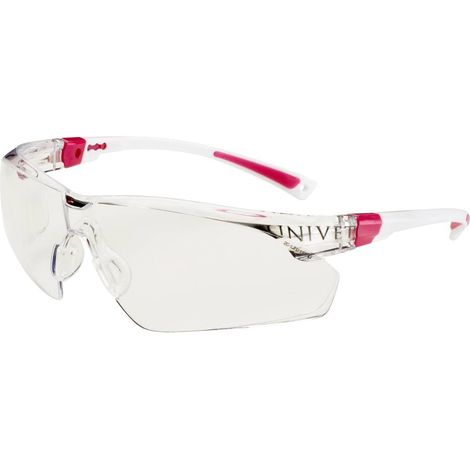 Occhiali di protezione 506 UP EN 166, EN 170, astina bianco rosa, lente trasparente in PC