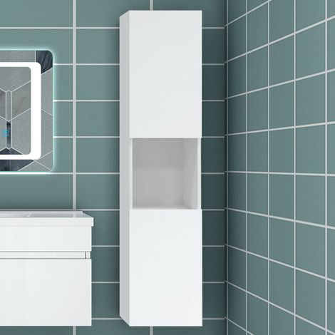Ducha Casa  Armario de baño Armario auxiliar, armario de pared,30 x 30 x 131.5 cm, diseño moderno，color blanco. (1/5)