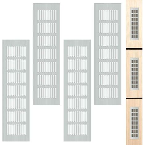 4-teiliges Lüftungsgitter, rechteckiger Luftauslass für Schränke, Türen, Schuhschränke und Aluminium-Luftauslass hilft Ihren Möbeln beim Lüften, Abluftgitter (8×30) (1/4)