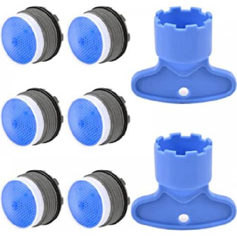 BEBUSINGOTO 8 Stück M18.5 Strahlregler für Küche und Bad, Wasserhahn-Luftsprudler, wassersparend, Kunststoff, Spülbecken-Wasserhahn-Luftsprudler mit 2 Schraubenschlüsseln, blau (1/4)