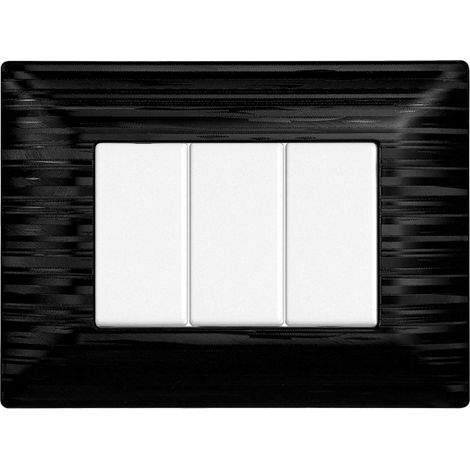 Placca compatibile Bticino Matix 3 moduli plastica colore nero satinato (1/5)