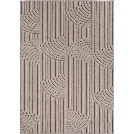 Ayyildiz Tapis Moderne - Structure 3D Cube - Motif Tressé - Salon Tapis Court - beige - 140 cm x 200 cm