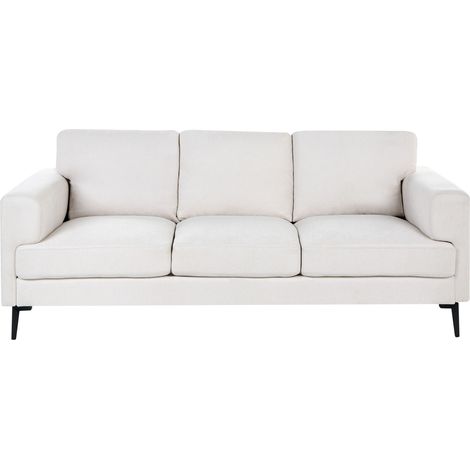 3 Seater Sofa Light Beige Fabric Upholstery Iron Legs Minimalistic Mid Cenutry Modern Style LOUSTO (1/5)