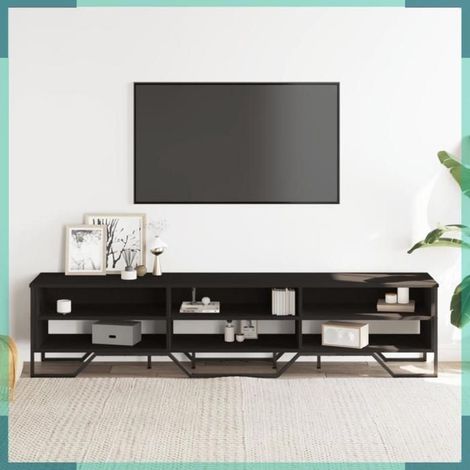Meuble TV - 848574 - Noir - 180 x 34 x 41 cm - Bois d'ingénierie et métal (1/5)