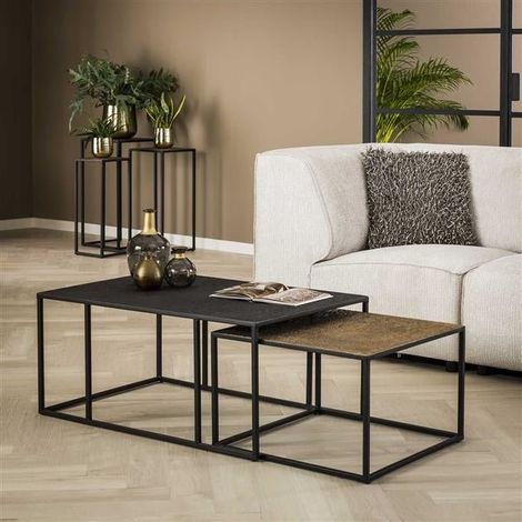 Couchtisch Set von 2 Lizzy Black Bronze Metallic
