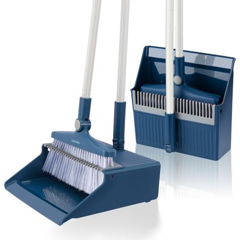 Ensemble Balai et Pelle à poussière, Ensemble Pelle et Brosse à Long Manche, Ensemble Balai Vertical, 180 Degree Rotating Sweeping Brush, Household Dust Pan with Comb Teeth for Home Room Kitchen (1/5)