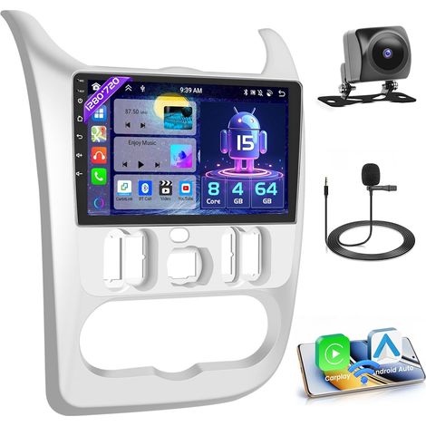 [8 Core 4+64GB] Android 15 Autoradio, Carplay Android Auto Sans Fil, pour Logan 1 Sandero 2009-2015 Largus Dacia Duster Radio, Écran Tactile 9’’ Bluetooth Stéréo Mirror Link GPS WiFi FM (1/5)