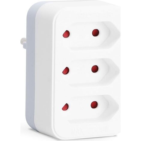 Ulisem Multiprise pour prise européenne, adaptateur 3 prises, 3 prises européennes, sécurité enfant, 2 300 W, blanc
