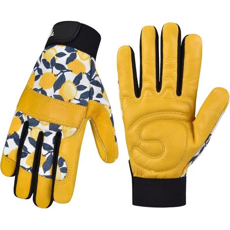 Gants de jardinage 1 paire de gants de jardin en cuir jaune en cuir de vachette résistant for les femmes gants anti-épines for le jardinage désherbage creuser la plantation Gants de jardinage ( Color (1/5)