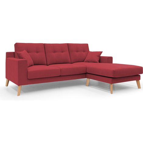Danish Canapé d'angle moderne reversible en tissu doux imperméable T02 237 cm rouge (1/5)