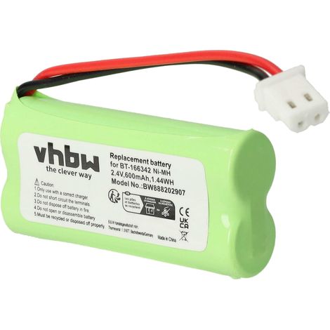 vhbw Battery Replacement for Motorola BT183342, BT283342 for Baby Monitor, Babyphone (600mAh, 2.4 V, NiMH)