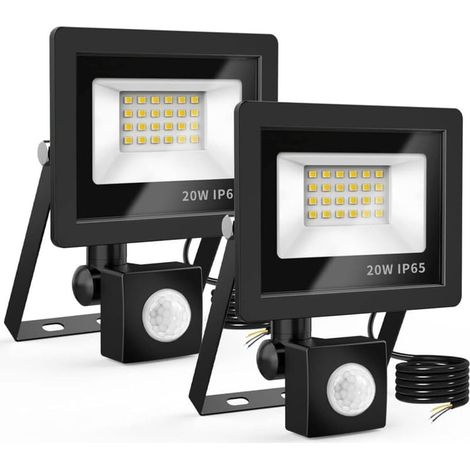 Projecteur LED extérieur avec détecteur de mouvement 20 W, projecteur 24 LED IP65 étanche éclairage extérieur 6500 K 220 V pour jardin (lot de 2) (SKU product : 95197183 SKU Offer : lehuamwj193) (1/3)