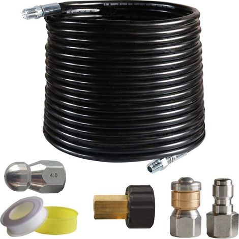 Déboucheur canalisation haute pression 15m – 3 buses nettoyage – 4000PSI/275Bar/60°C (1/5)