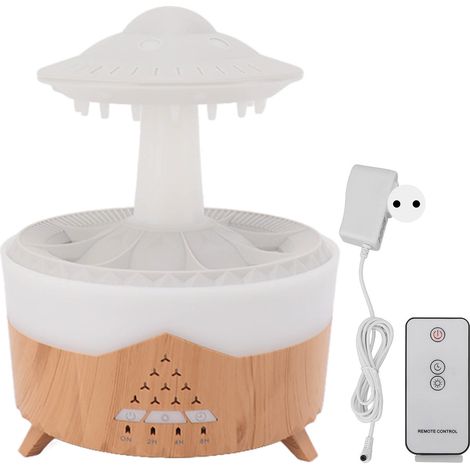 Humidificateur d'air Ultrasonique avec LED Colorée, Télécommande, Minuterie et Huiles Essentielles, Design Bois, 100‑240V pour Maison