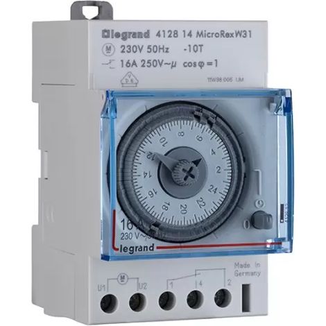 Legrand MicroRex W31, analoge Wochenzeitschaltuhr ohne Gangreserve, 230V 50Hz,1Kanal,3TE 412814 (1/2)