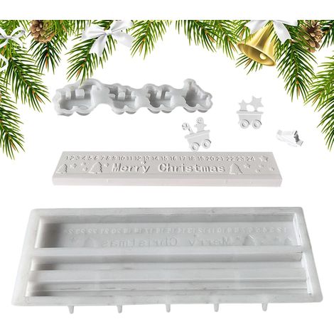 Moule en Silicone de Coulée - Moule En Silicone Compte À Rebours De 24 Jours Pour Statues, Béton Plâtre Réutilisable Démoulage Facile Pour Projet Artistique - Pour Résine Époxy (1/5)