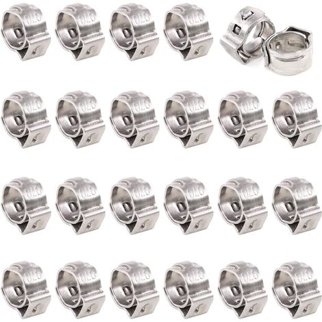 Lot de 35 colliers de serrage en acier inoxydable 304, fixation pour tube, pour tuyau d'oreille 6 mm-7 mm (1/5)