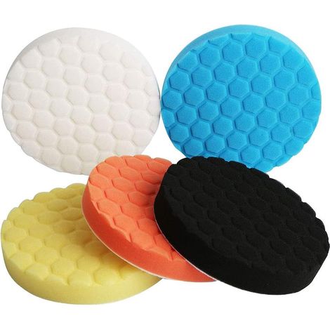 Lot de 5 éponges de polissage auto 7 pouces, mousse abrasive pour voiture, kit de lustrage professionnel, accessoires de nettoyage et brillance carrosserie (1/5)