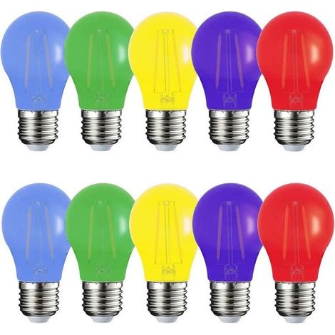 YMYNY 10 LED-Lampen-Set, Acryl-ABS, 220 lm, warmes Licht, farbiges Filament, E27 - (1/4)