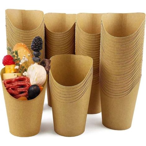 Gobelets en papier kraft brun, 5,55,511,5 cm, 100 gobelets, gobelets à glace épais pour frites. (1/5)